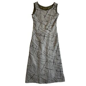 Belta Buono Vintage Sleeveless Corset Back Geometric Line Dress, Brown, Size 7AR